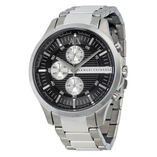 Armani Exchange Silver Stainless Steel Black Dial Chronograph Quartz Watch for Gents - AX2152