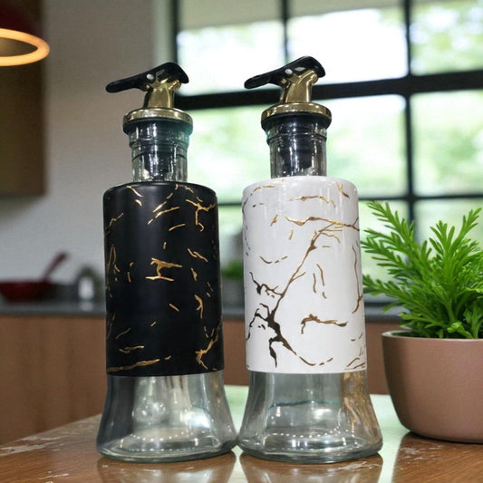 Premium Glass Oil Bottle – Decorative Marble?Style – 320ml