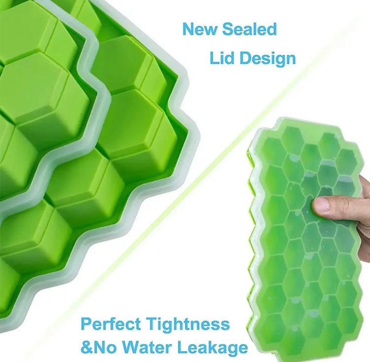 37 Grids Silicone Ice Cube Tray with Lid