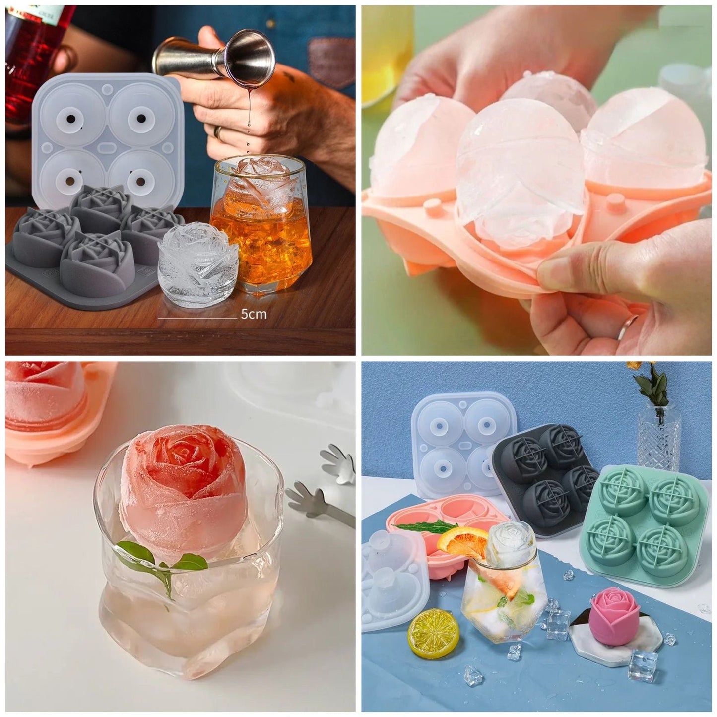 Silicone Rose Ice Mold, Flower Shaped Ice Mold, Silicone Big Ice Ball Maker