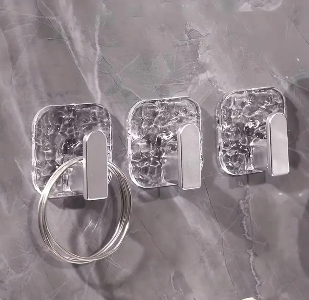 Wall Adhesive Punch Free Acrylic Hooks (2 Pcs Set)