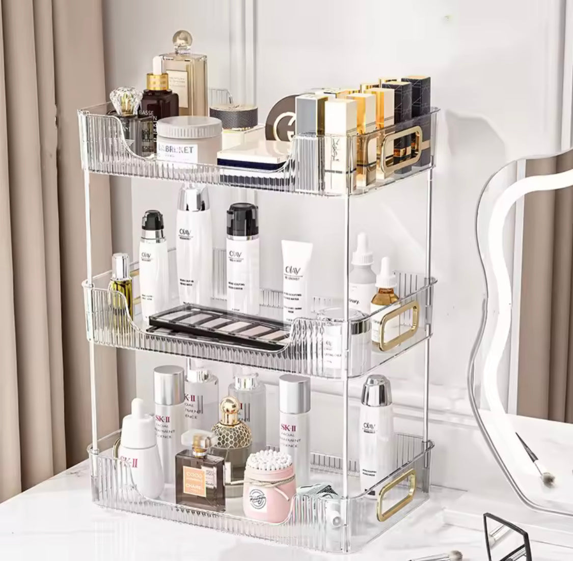 Acrylic Bathroom Organizer Shelf, Transparent Desktop Storage Organizer, Large Capacity Makeup Storage Rack