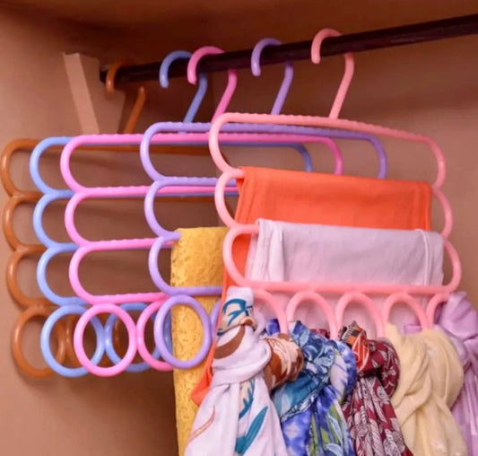 2 in 1 Multipurpose Three Layer & 5 Holes Clothes Hanger