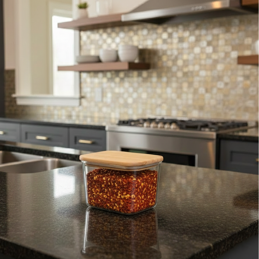 Airtight Glass Container with Wooden Lid by Limon