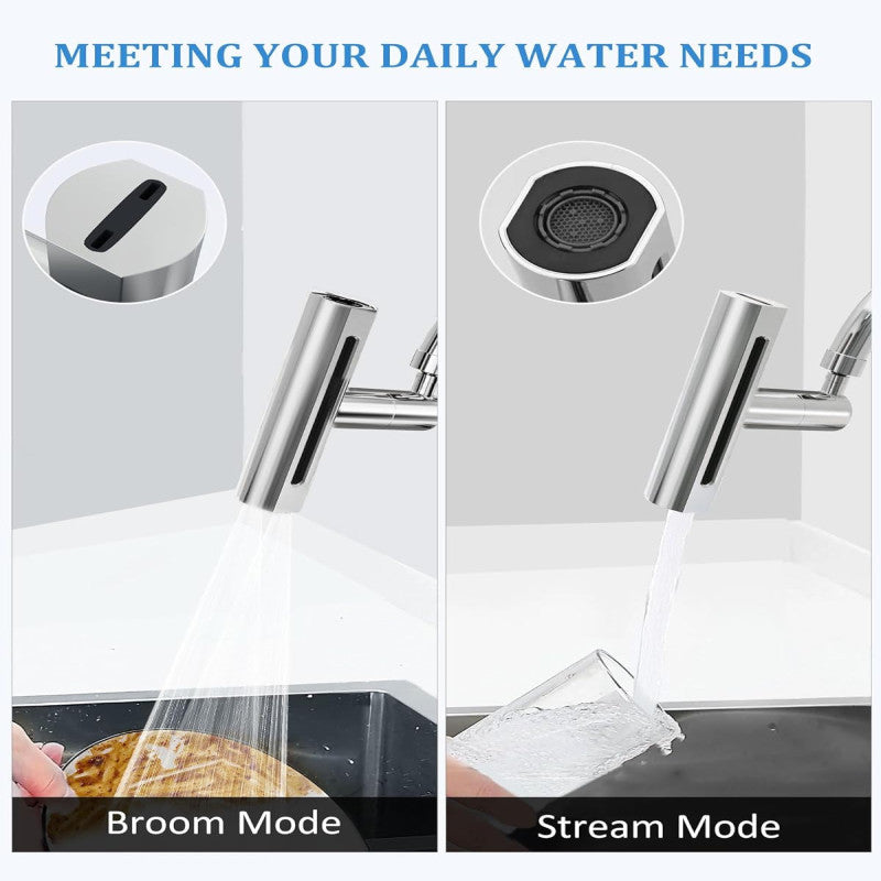 4-in-1 Kitchen Sink Faucet – 360° Rotating Splash-Free Water Flow | Adornia.pk