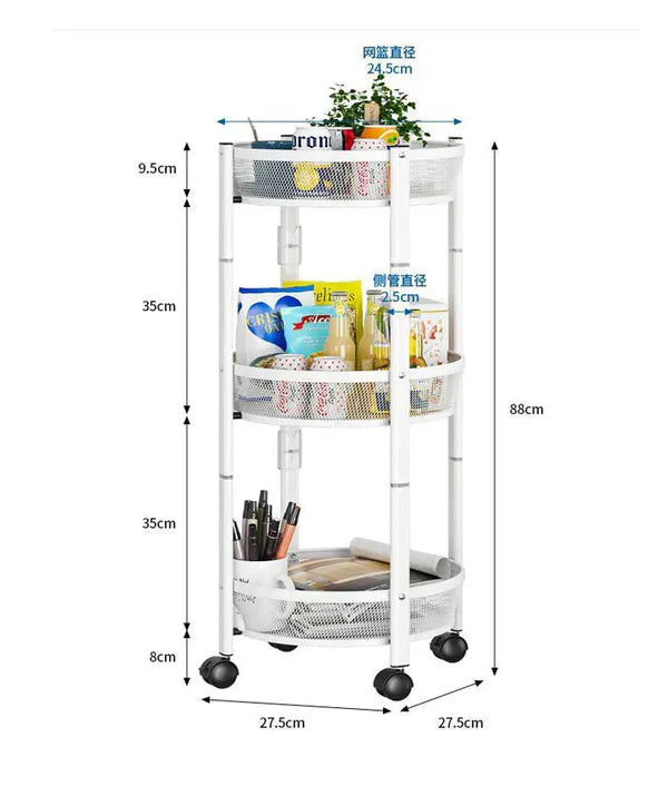 3 Tier Folding Basket With Wheels