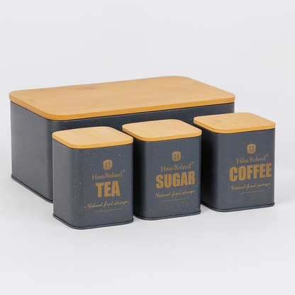 HausRoland Deluxe Bread Bin & Canister Combo Set - Grey