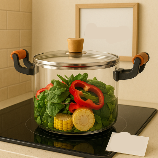 Modern Luxury Borosilicate Glass Cooking Pot – Gold Tint
