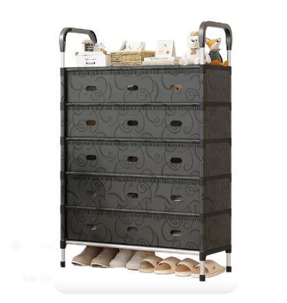 6-Tier Portable Storage Organizer with Dustproof Cover & Side Handles