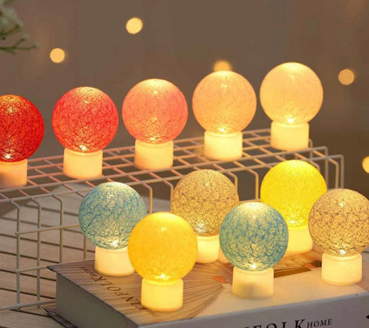 Cotton Wathet Ball Light, LED Ball String Light, Small Bedside Table Lamp