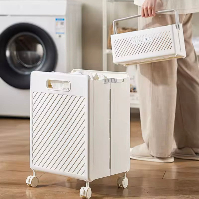 Foldable Clothes Storage Basket with Wheels – Large Capacity Laundry Organizer