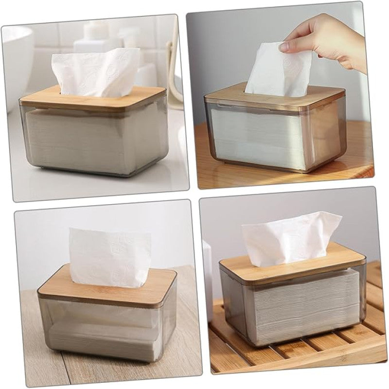 Acrylic Tissue Box with wooden Lids