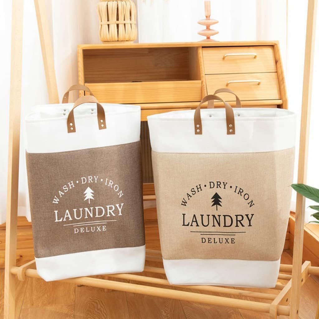 Multi functional Foldable Linen Fabric Laundry Basket - 50*32*32CM