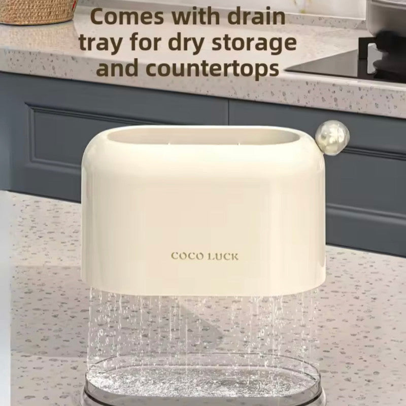 Durable Knife Storage Organizer, Kitchen Utensil Holder With Water Drain Tray, Spoon Fork Chopsticks Storage Rack