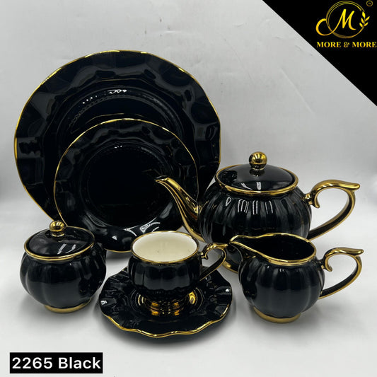 Colourful 24-Piece Tea Set | 6-Person Ceramic Tea & Coffee Serveware