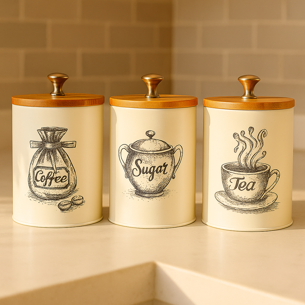 Classic Cream Kitchen Canister Trio