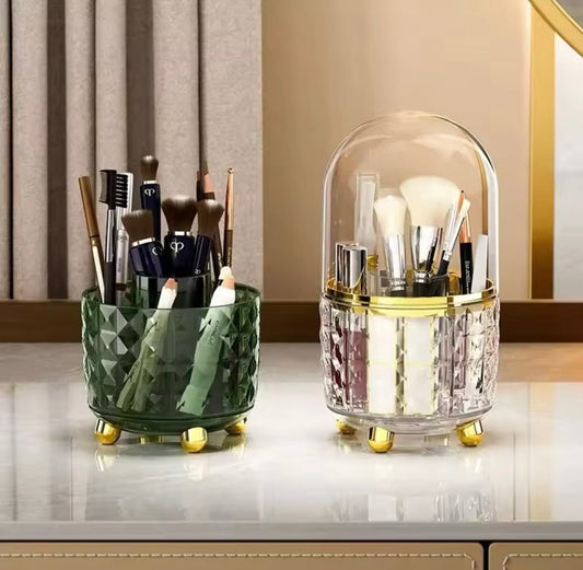 360 Rotating Makeup Brush Holder, Cosmetic Storage Box Makeup Organizer, Transparent Fancy Dust-proof Makeup Holder