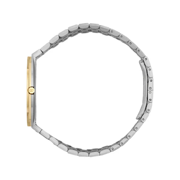 Gucci 25H Silver Stainless Steel Gold Dial Quartz Unisex Watch - YA163403