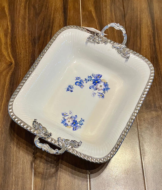 Angela Blue Rose Porcelain Dish 1Pcs