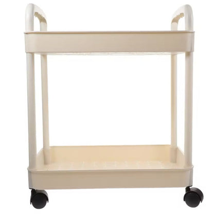 Multifunctional Two-Tier Rolling Cart with Wheels | Kitchen Trolley Storage Rack | Movable Bathroom Utility Cart