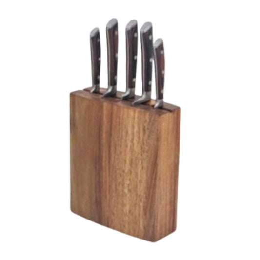6 Pcs Knife Set In Wooden Block Brown