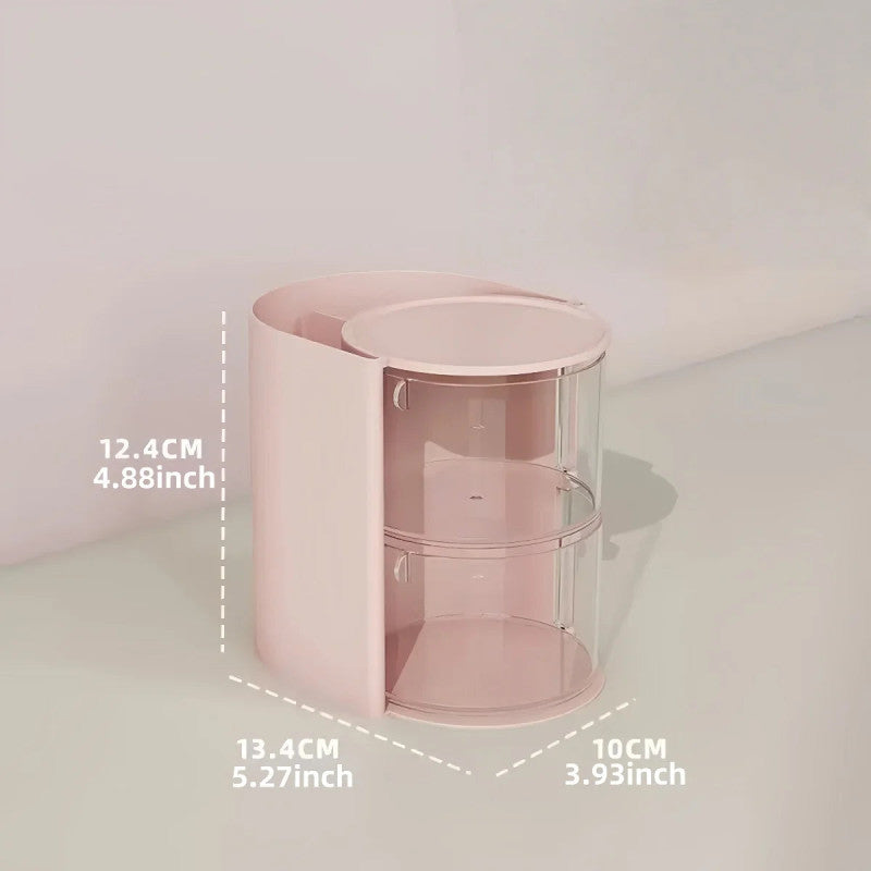 Smart Vanity Organizer – 360° Rotating Makeup & Jewelry Box