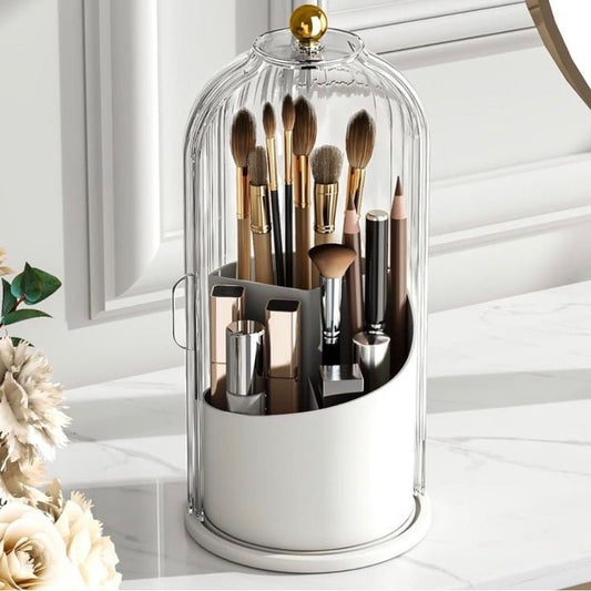 360° Rotating Makeup Brush Holder With Lid