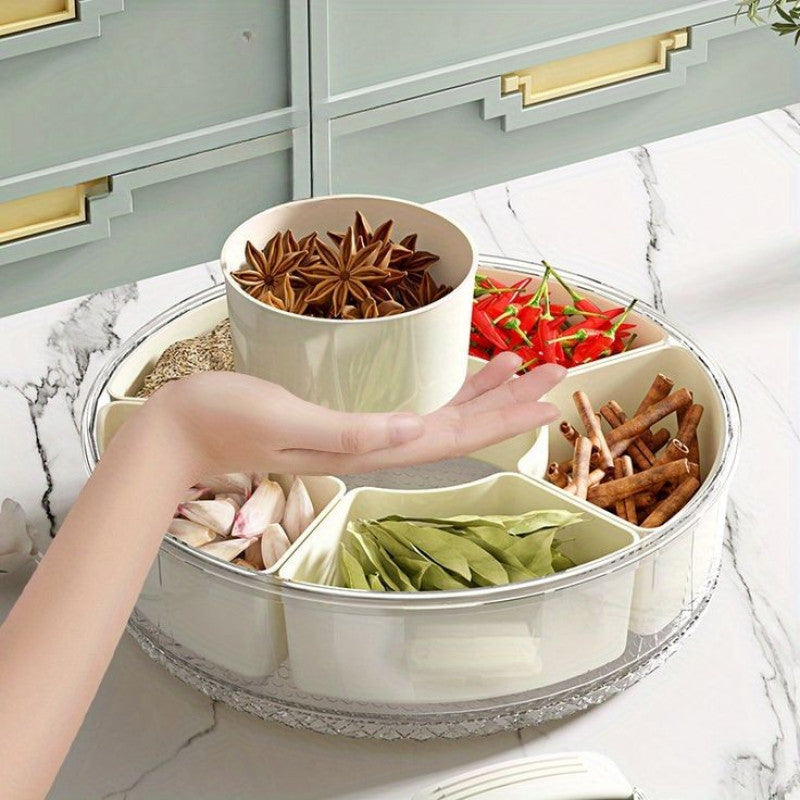 Premium Portable Rotating Snack Tray with Lid – 360° Spinning Serving Organizer | Adornia.pk
