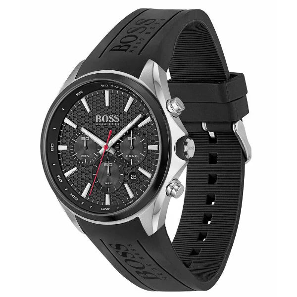 HUGO BOSS Sport Black Silicone Strap Black Dial Chronograph Quartz Watch for Gents - 1513855