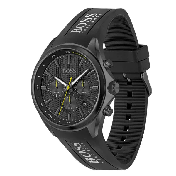 HUGO BOSS Sport Black Silicone Strap Black Dial Chronograph Quartz Watch for Gents - 1513859