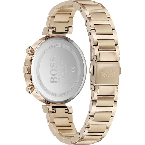 HUGO BOSS Flawless Gold Mesh Bracelet Silver Dial Chronograph Quartz Watch for Ladies - 1502531