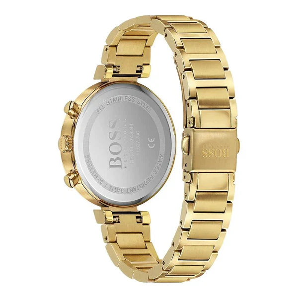 HUGO BOSS Flawless Gold Mesh Bracelet Gold Dial Chronograph Quartz Watch for Ladies - 1502532