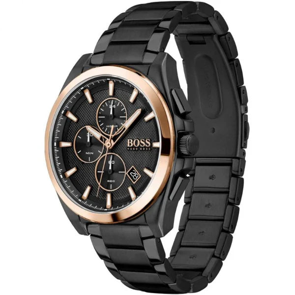 HUGO BOSS Grandmaster Black Stainless Steel Black Dial Chronograph Quartz Watch for Gents - 1513885