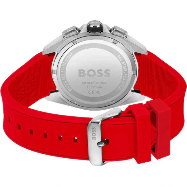 HUGO BOSS Volane Red Silicone Strap Black Dial Chronograph Quartz Watch for Gents - 1513959