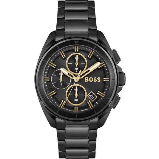 HUGO BOSS Volane Black Stainless Steel Black Dial Chronograph Quartz Watch for Gents - 1513950