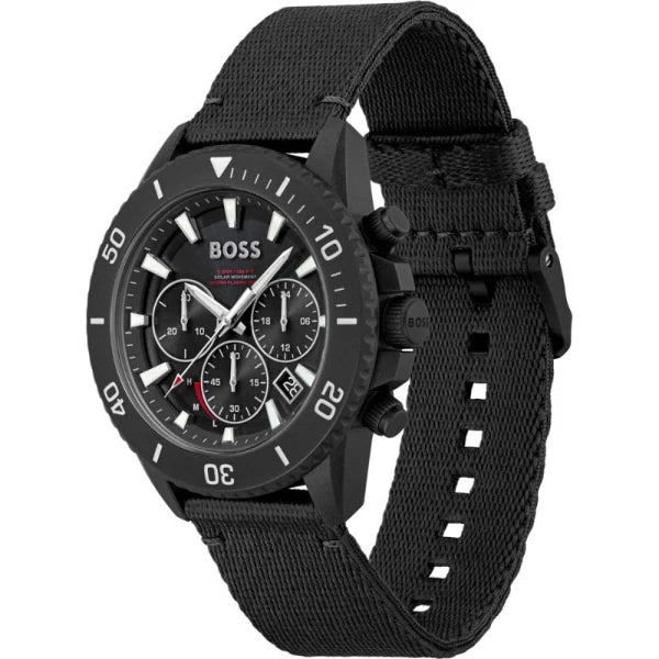 HUGO BOSS Admiral Black Plastic/Resin Strap Black Dial Chronograph Quartz Watch for Gents - 1513918