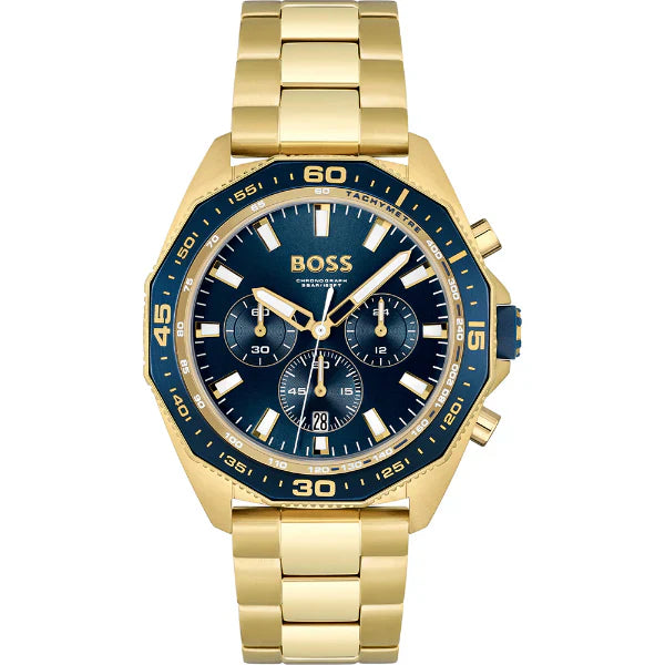 HUGO BOSS Energy Gold Stainless Steel Blue Dial Chronograph Quartz Watch for Gents - 1513973