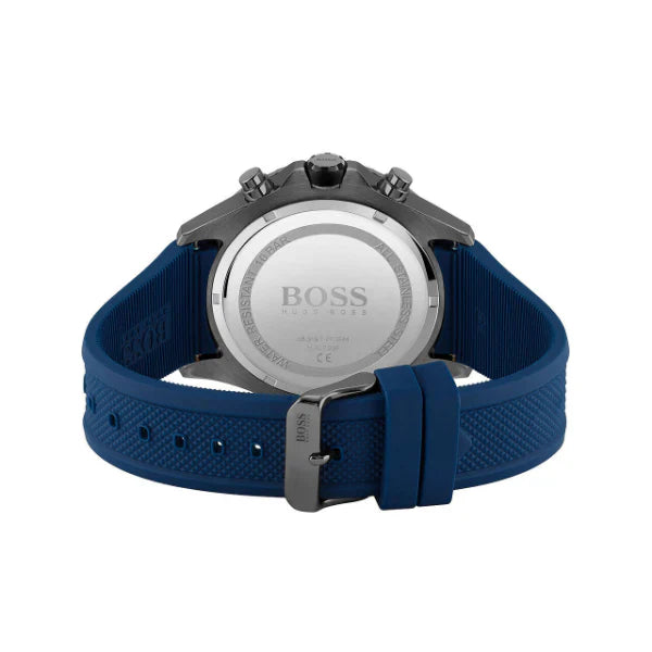 HUGO BOSS Globetrotter Blue Silicone Strap Blue Dial Chronograph Quartz Watch for Gents - 1513821