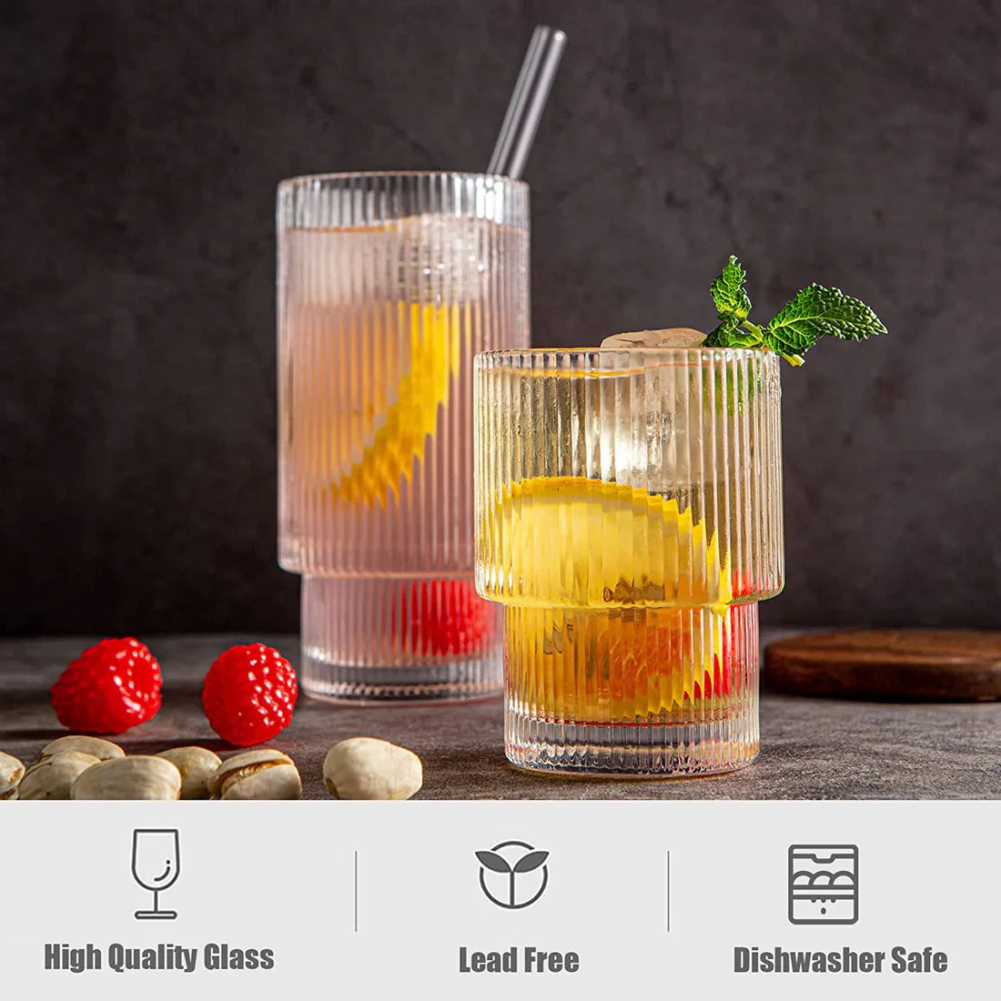 Elegant Ribbed Iced Coffee Glass