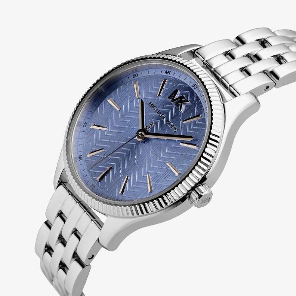 Michael Kors Lexington Silver Stainless Steel Blue Dial Quartz Watch for Ladies - MK-6639