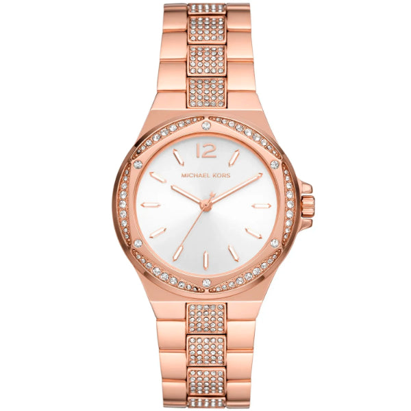 Michael Kors Lennox Rose Gold Stainless Steel Silver Dial Quartz Watch for Ladies - MK-7362