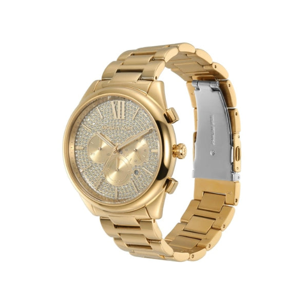 Michael Kors Janelle Gold Stainless Steel Gold Dial Chronograph Quartz Watch for Ladies - MK-8995