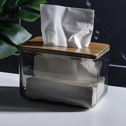 Acrylic Tissue Box with wooden Lids