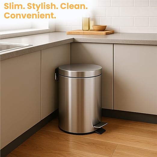 Steel Dustbin with Pedal & Removable Inner Bucket (2117) by Limon
