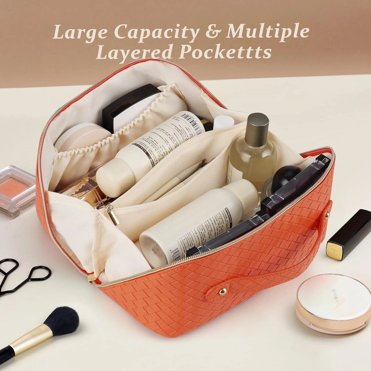 Leather Waterproof Travel Cosmetic Bag.