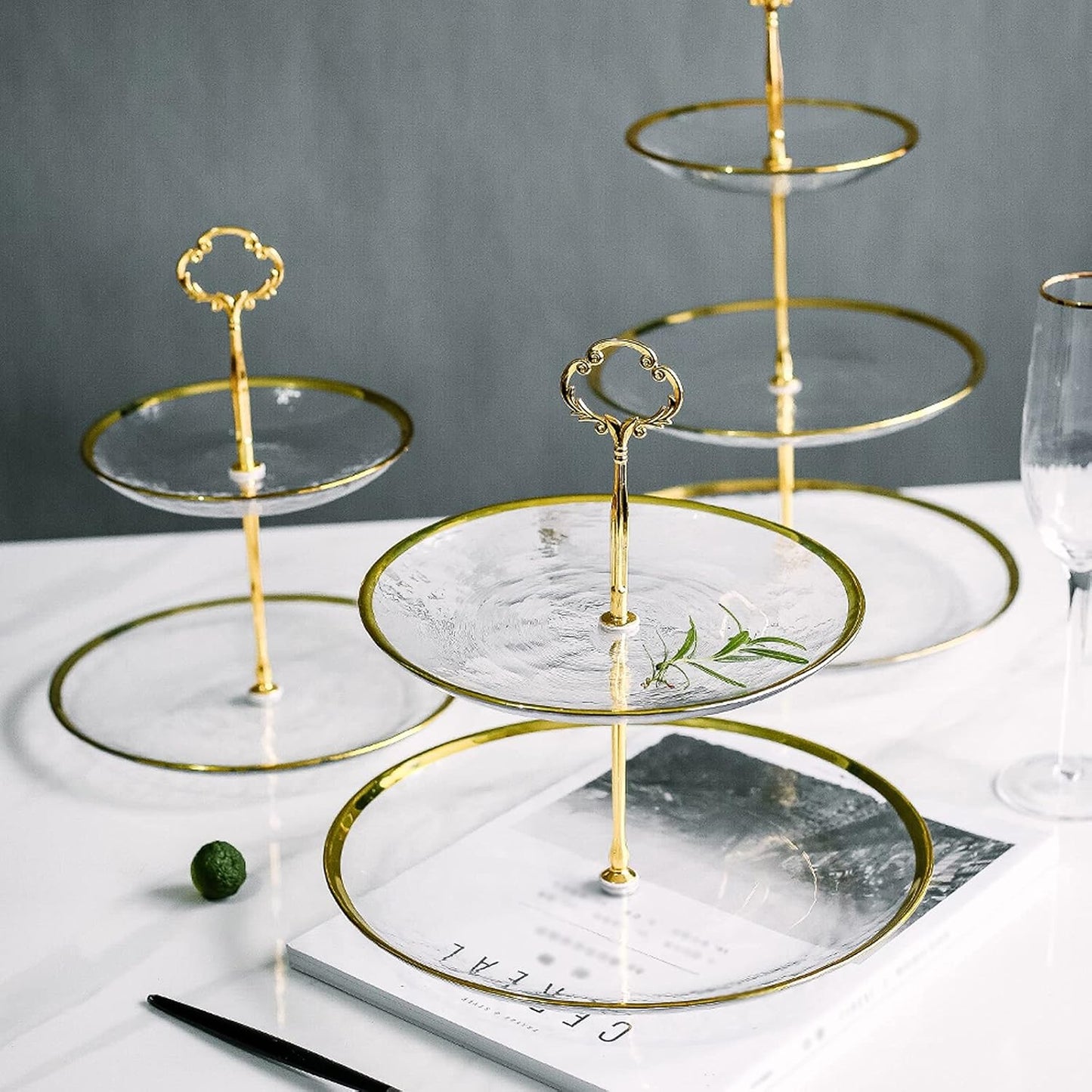 ElegantTower Serving Stand with Golden Handle