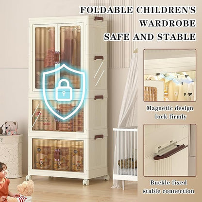 Large Capacity 3-Layer Folding Storage Cabinet