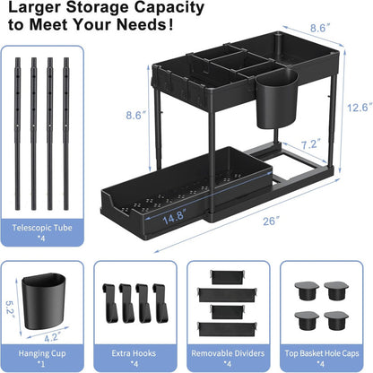 2 Tier Sliding Cabinet Rack