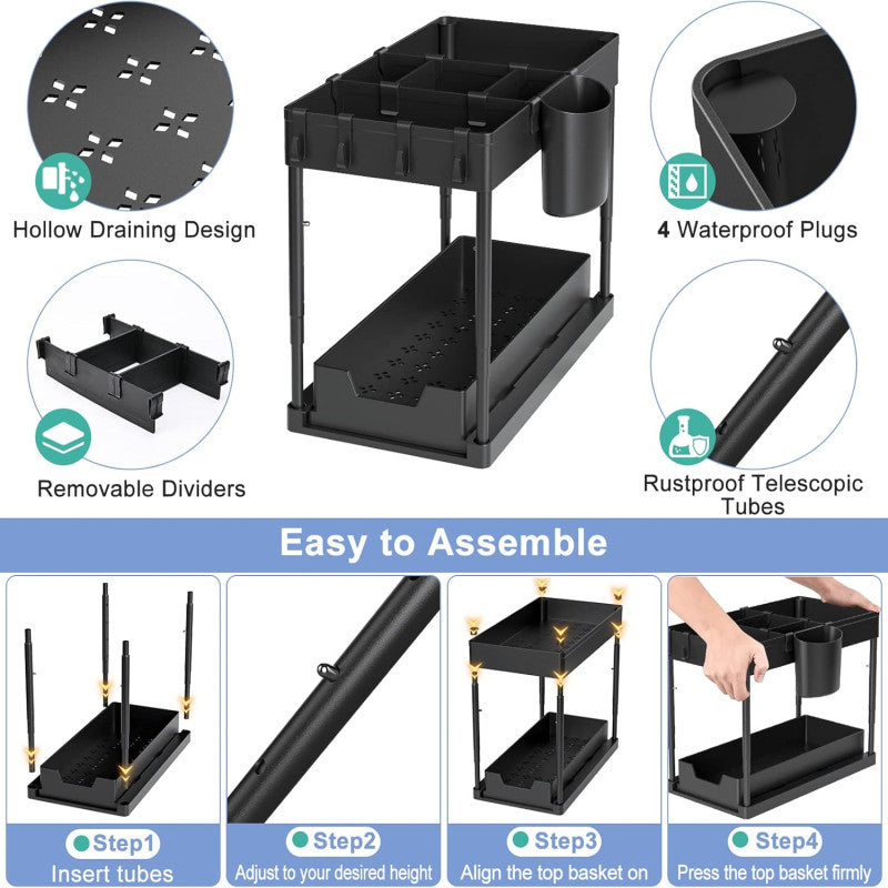 2 Tier Sliding Cabinet Rack