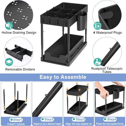 2 Tier Sliding Cabinet Rack